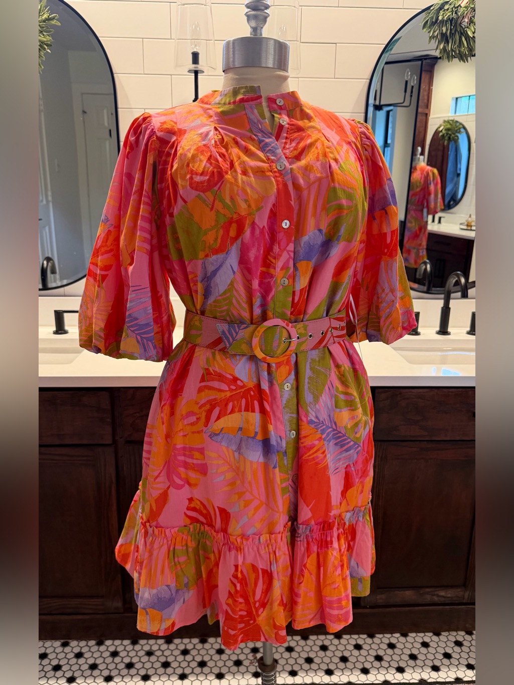 Nwt J. Marie Eden Belted Multi Ruffle Mini Dress - Size Medium